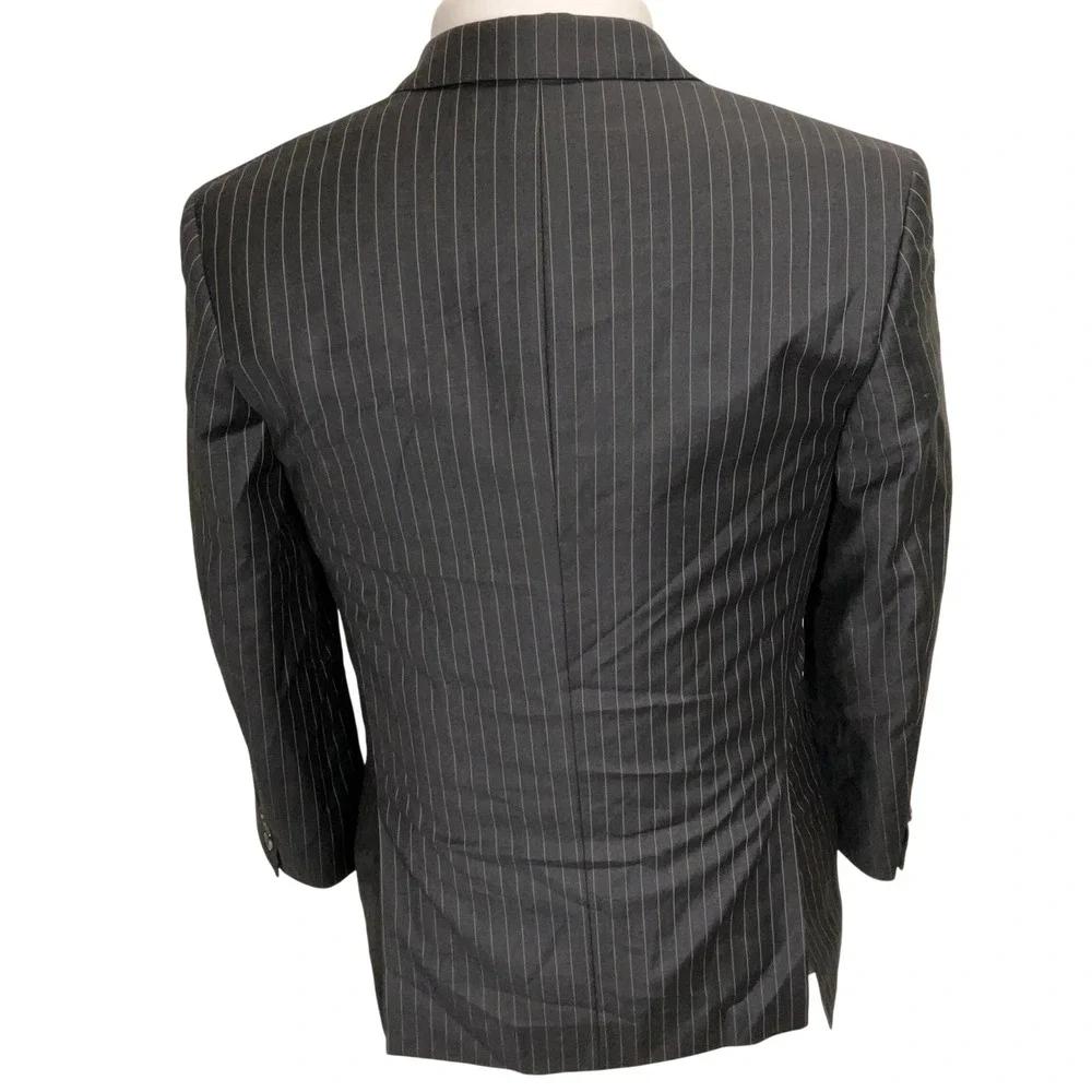 Hickey Freeman Suit Boys 37S 31W Charcoal Pinstripe Wool 2-Button